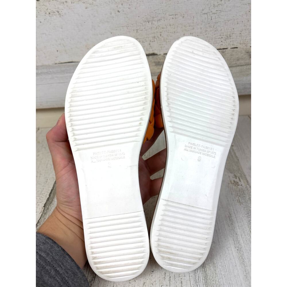 Steve Madden Women 9 Orange Paislee Braided Faux Leather Flat Slip On Sandal NEW - Picture 7 of 8